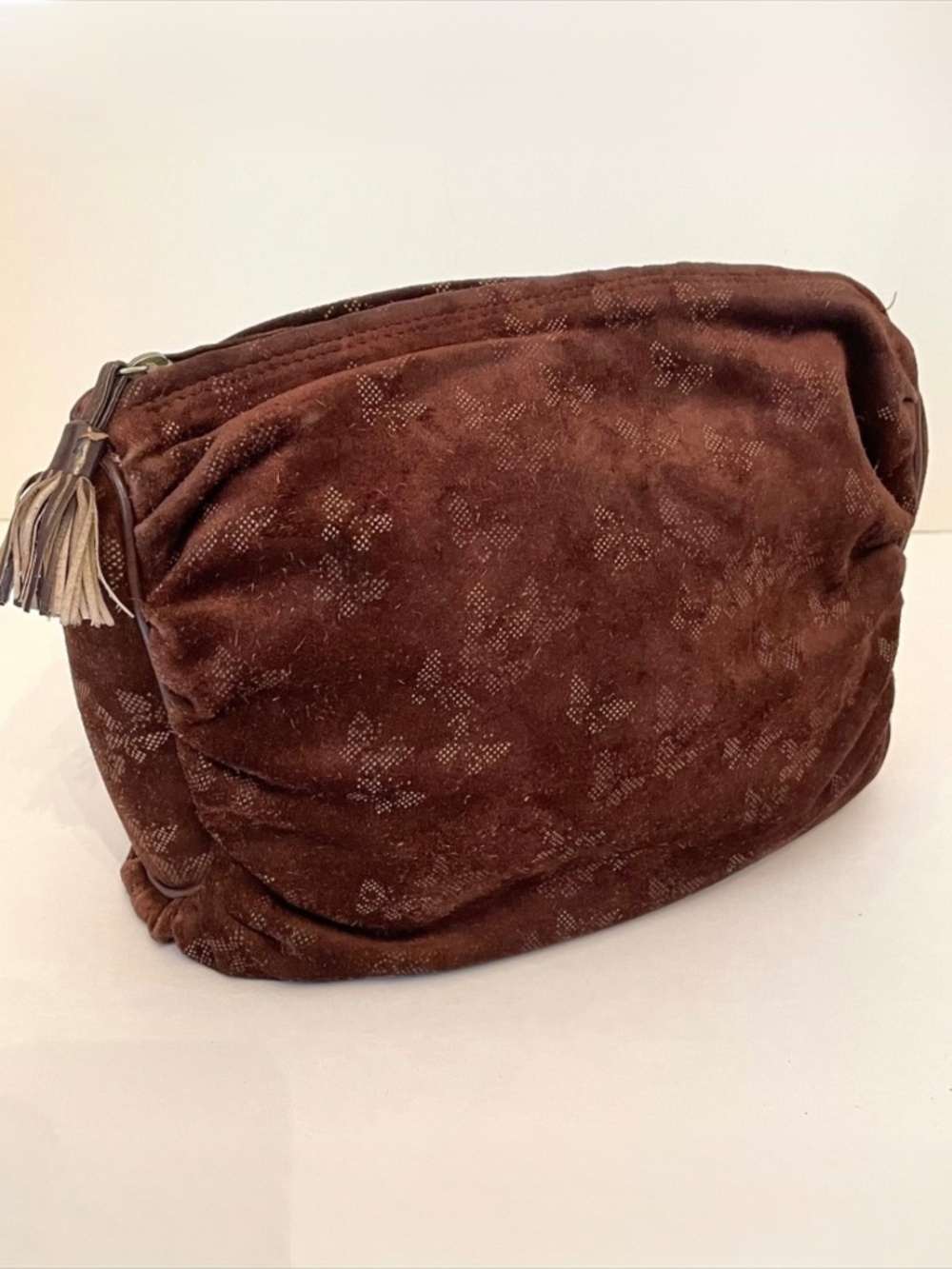 Bottega Veneta Suede Butterfly Pillow Pouch Bag Vintage Brown Leather